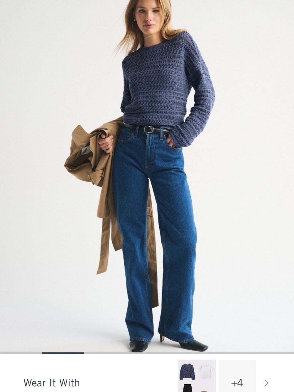 Abercrombie Open-Knit Crewneck Sweater - Picture 2 of 4